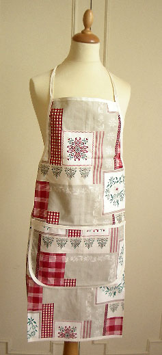 French coated Apron, Provence fabric (Auron Patch. red) - Click Image to Close